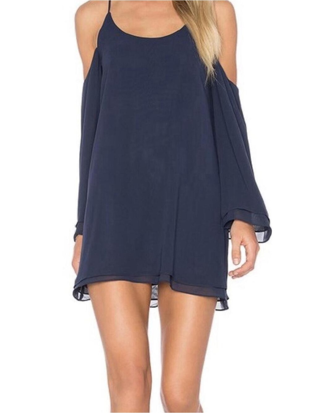 Lovers + Friends Navy Cold-Shoulder Mini Dress